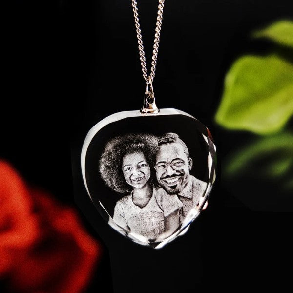 Customizable Laser Etched Photo Crystal Necklace