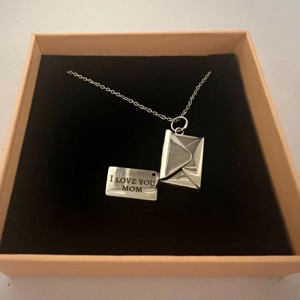 Silver Envelope Necklace with Laser Engraved Insert